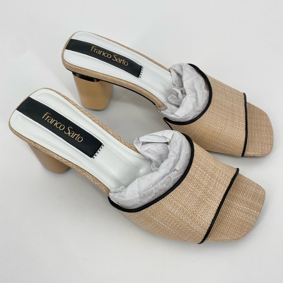 FRANCO SARTO NWOB Women's Linley Slide Sandal Heel Tan Size 6 Raffia - Picture 9 of 13